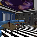 KTV Interior Design With Blue Sofa Seating Tables Wine Bottles Alexander Wang Wall Art And Microphone