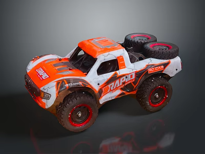 APEX Orange White RC Truck Featuring Large Wheels And Spare Tires Design 3d model APEX Orange White RC Truck Featuring Large Wheels And Spare Tires Design 3d model