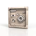 Industrial Control Panel With Textured Metal Surface Central Knob Buttons And Interface Slots