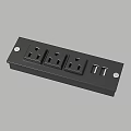 Black Electrical Power Strip With Three AC Outlets And Two USB Ports 3d model
