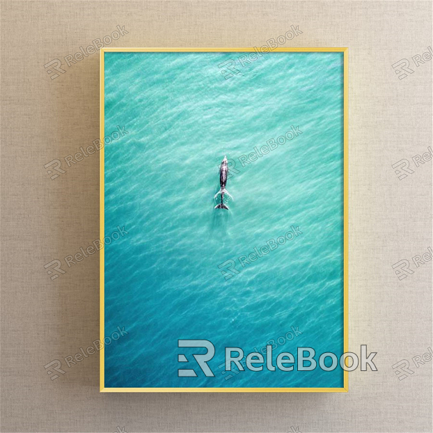 Modern Animal Painting Blue Living Room Ocean Sea Decorative Painting model