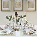 Elegant Dinnerware Set For Festive Table With Candles Pinecones And Greenery