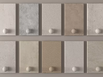 Different Colored Textured Wall Panels With White Knobs For Interior Decor 3d model