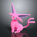 Pink Eevee Character 3D Model With Long Ears And Curved Tail