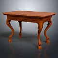 Classic Wooden Table With Intricate Carved Legs And Smooth Marble Top