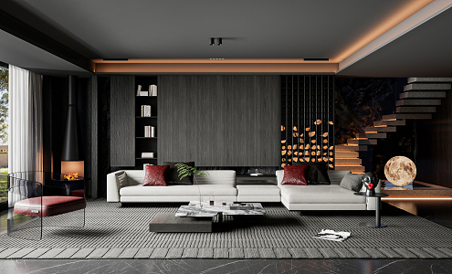 modern living room 3d model