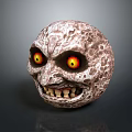 Anthropomorphic Lunar Creature Featuring Surface Texture Glowing Yellow Red Eyes And Grinning Teeth