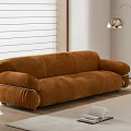 Cozy Modern Brown Velvety Two Seater Sofa With White Blinds Floor Lamp And Wooden Floor
