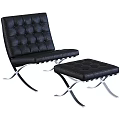 Brown Tufted Leather Leisure Chair With Metal Frame Ottoman And Color Options