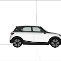 White Modern Compact Car With Black Roof Sleek Design And Stylish Black Wheels