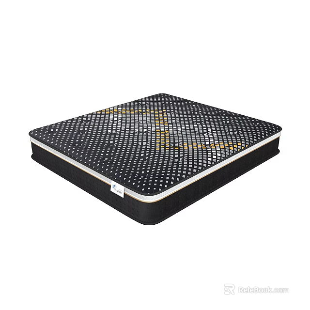 Black Perforated Mattress With Breathable Design Yellow Pattern And White Trim Edges 3d model 