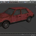 Red Rusty Vintage Compact Car With Rusted Body And Old Exterior