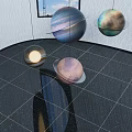 Decorative Hanging Planet Themed Chandelier Featuring Saturn Jupiter and Planetary Orbs