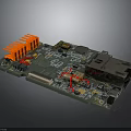 Electronic Circuit Board Featuring Orange Connectors USB Port And Integrated Chips