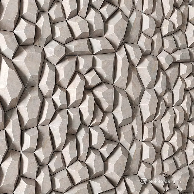 Modern 3D Geometric Textured Wall With Irregular Polygonal Stone Design 3d model 