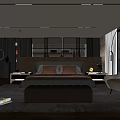 Modern Bedroom Interior Design With Large Bed Leather Bench And Wooden Floor