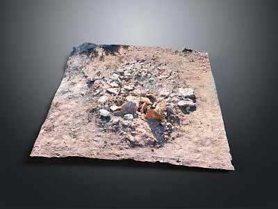 Square Archaeological Excavation Site with Dirt Ground and Scattered Stones 3d model