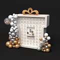 Interactive Zone Featuring White Lottery Board With Golden Bow And Balloons Decoration
