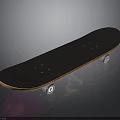 Black Skateboard With Orange Edge And White Wheels On Gray Surface