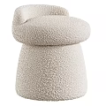 Elegant Upholstered Stool With Floral And Bird Pattern On Neutral Beige Fabric