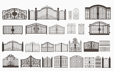 European-style Gate Villa Patio Door 3d model