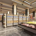 Supermarket General Merchandise Store With Fresh Vegetable Section And Product Shelves