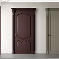 Elegant Hinged Doors With Dark Brown And Light Gray Finishes Decorative Frames And Golden Handles
