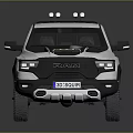 Stylish Silver Pickup Truck with Black Hood Roof Rack and Off Road Tires