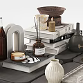 Elegant Decorative Ornament Set With Trays Vases Bottles Candles And Books