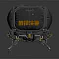Black Robotic Pioneer Device With Four Legged Structure And Yellow Branding
