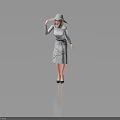 Stylish Woman Wearing Gray Hat Long Sleeve Top And Floral Skirt