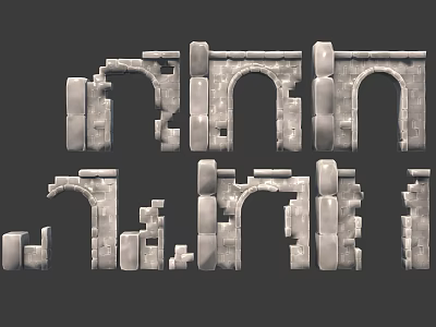 Detailed Stone Arch Architectural Components With Pillars And Scene Building Elements 3d model