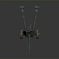 Vintage Green Wheeled Artillery Cannon With Old Historical Military Design