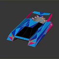 Futuristic Blue And Pink Racing Car With Geometric Patterns And Sleek Design