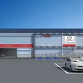 GAC Toyota 4S Store Exterior With Brand Logo Parking Lot And Parked Cars