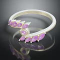 Elegant Silver Ring With Pink Gemstones Twisted Design Fashion Clothing Accessory