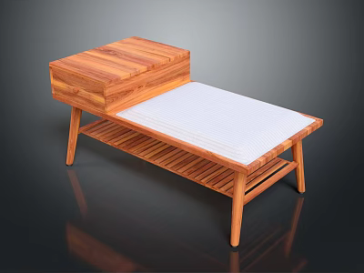 Modern Wooden Coffee Table With Drawer White Mat And Lower Shelf Design 3d model