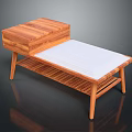 Modern Wooden Coffee Table With Drawer White Mat And Lower Shelf Design