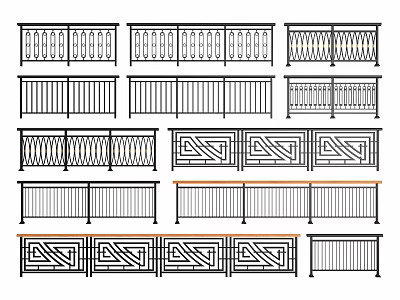Various Stylish Railing Designs With Different Decorative Patterns And Structures 3d model