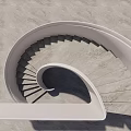 Sleek Modern Spiral Staircase Interior With White Railing And Marble Steps