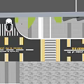 Urban Road Facilities Featuring Crosswalk Yellow Lines Trees And Youth Community Pavement