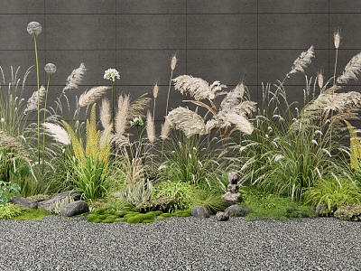 Modern Plant Combination Flower Border Flowers and Plants Reed Plants Pile Green Plant Pennisetum 3d model