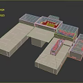 Data Center Model With White Buildings And Blue Solar Panels For Computer Servers