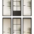 Interior Door Designs With Black Frames Frosted Glass And Grid Patterns 3d model