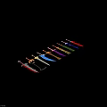 Colorful Decorative Swords With Various Designs And Unique Handle Details