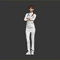 Professional Female Doctor In White Uniform With Stethoscope Standing Arms Crossed