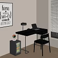 Dark Style Desk Writing Desk Computer Desk 3d model