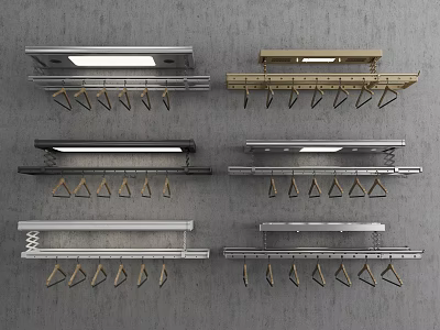 Multiple Styles Metal Clothes Hangers With LED Lights And Wall Mounted Design In Various Colors 3d model