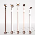 Vintage Style Playground Equipment With Vertical Brown Metal Design And Round Mesh Covers