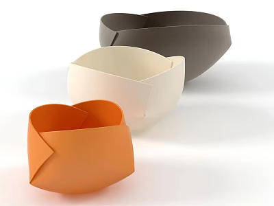 Modern Inflatable Bowls in Orange Beige Dark Gray with Geometric Design and Stylish Look 3d model